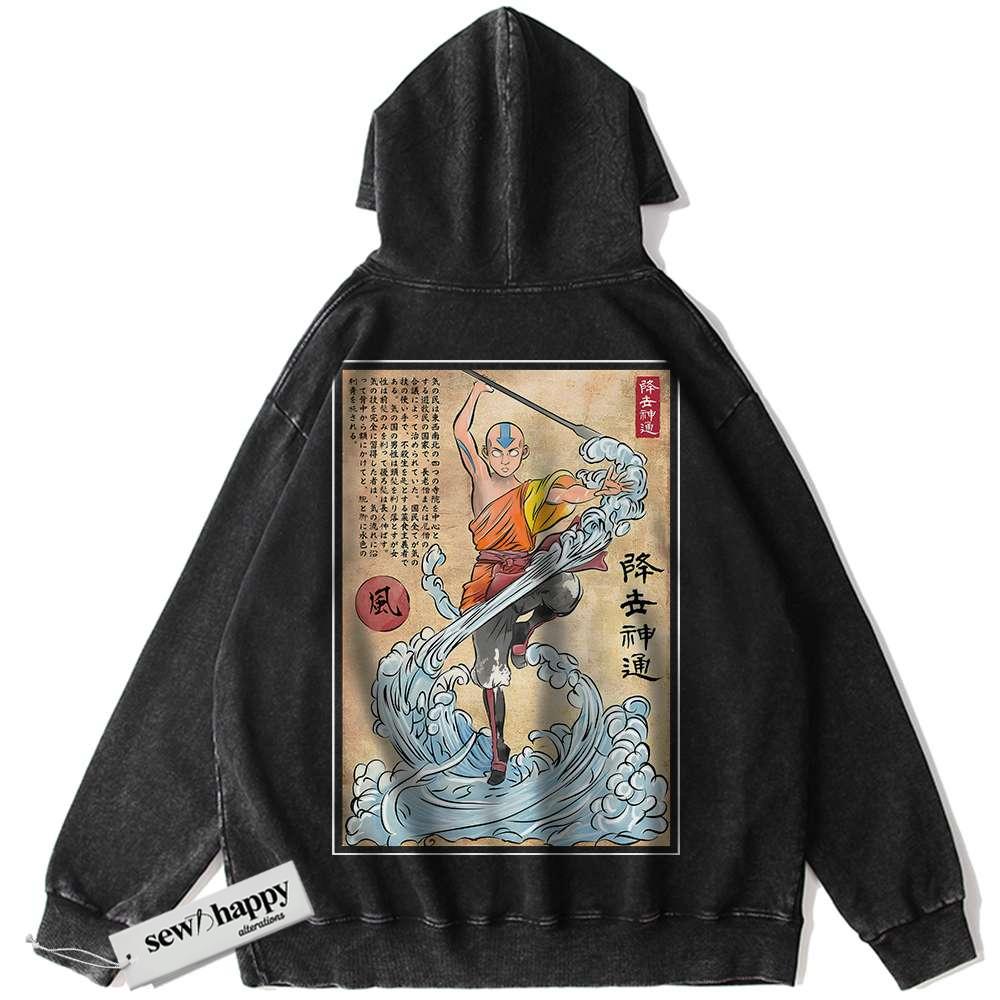 Wash Hoodie Aang Hoodie, Avatar the Last Airbender Hoodie, Animated Hoodie, Vintage Hoodie