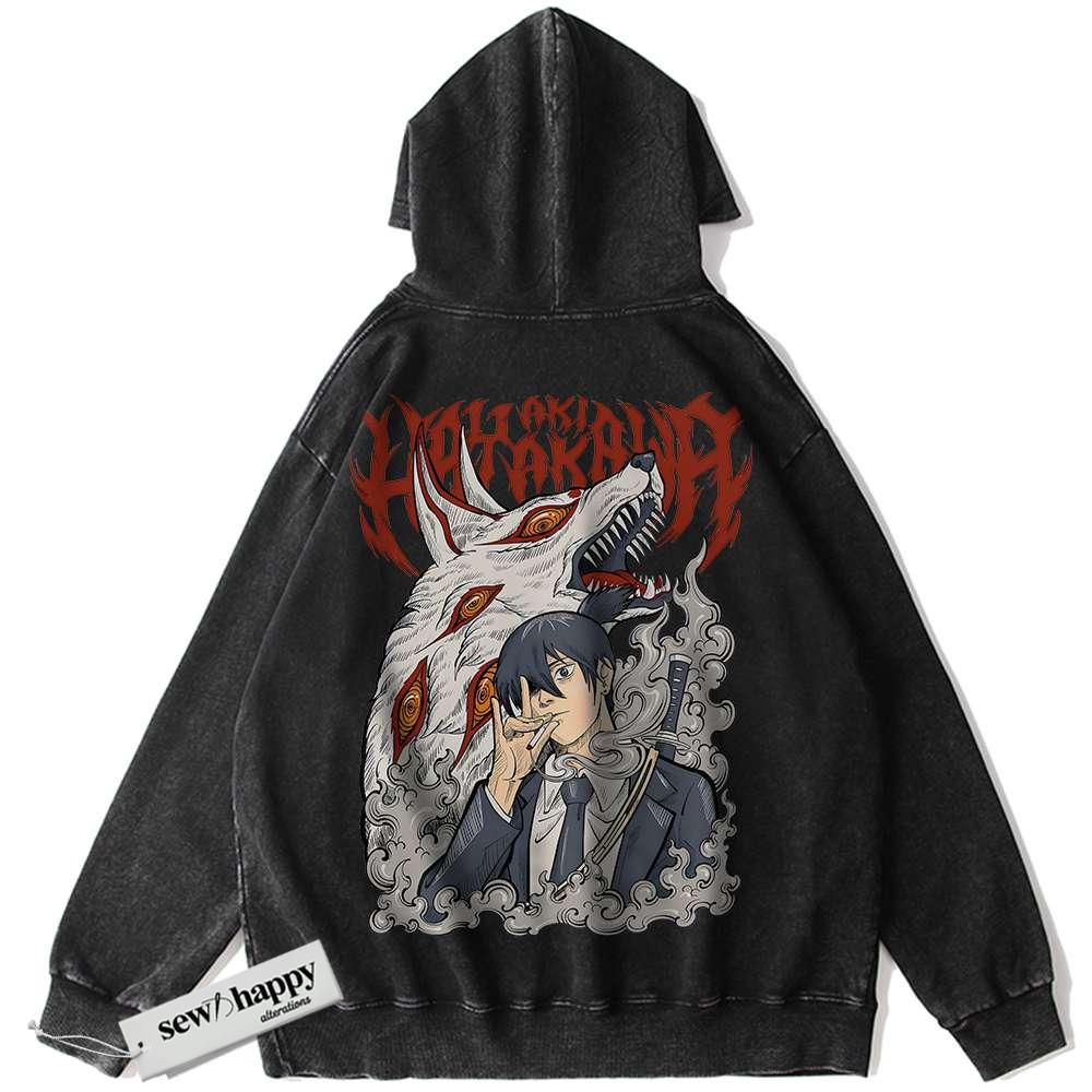 Wash Hoodie Aki Hayakawa Hoodie, Chainsaw Man Hoodie, Anime Hoodie, Vintage Hoodie
