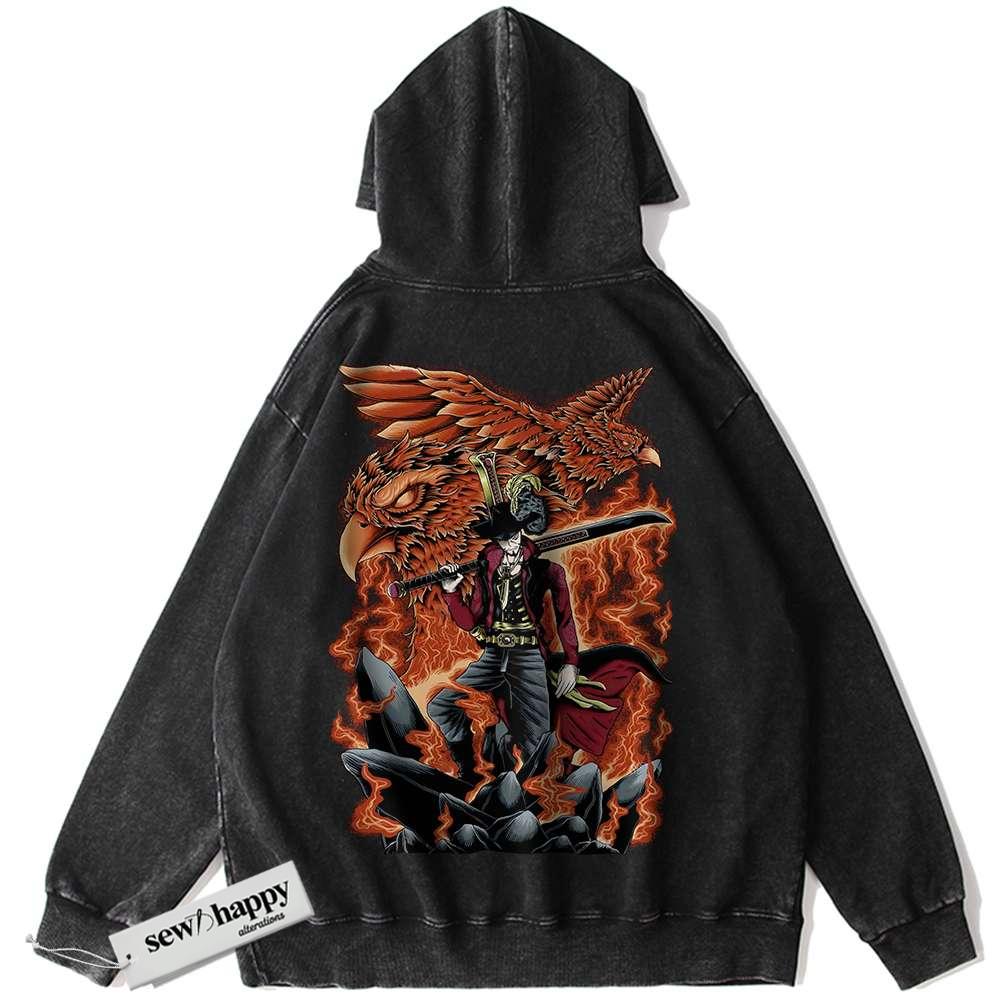 Wash Hoodie Dracule Mihawk Hoodie, One Piece Hoodie, Anime Hoodie, Vintage Hoodie