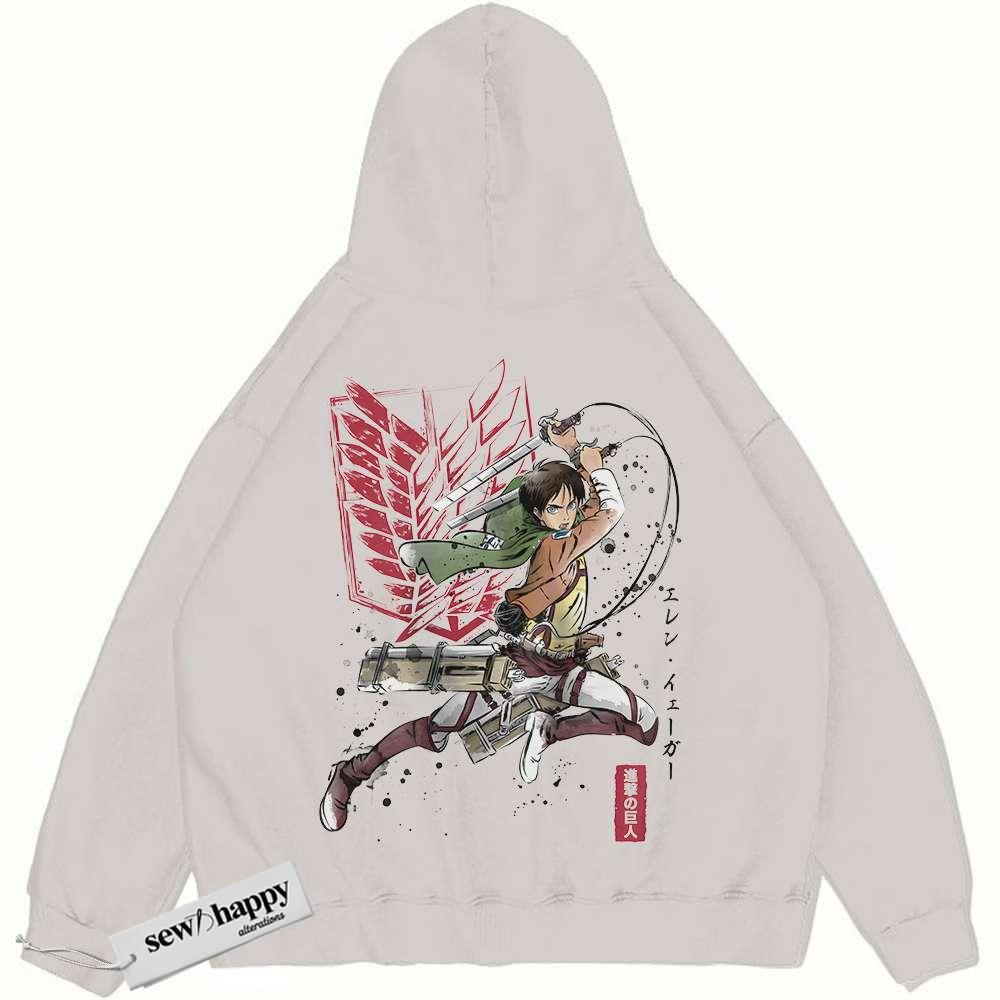 Wash Hoodie Eren Yeager Hoodie, Attack on Titan Hoodie, AOT Hoodie, Anime Hoodie, Vintage Hoodie