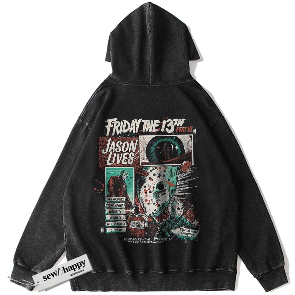 Wash Hoodie Friday the 13th Hoodie, Halloween Hoodie, Horror Hoodie, Vintage Hoodie