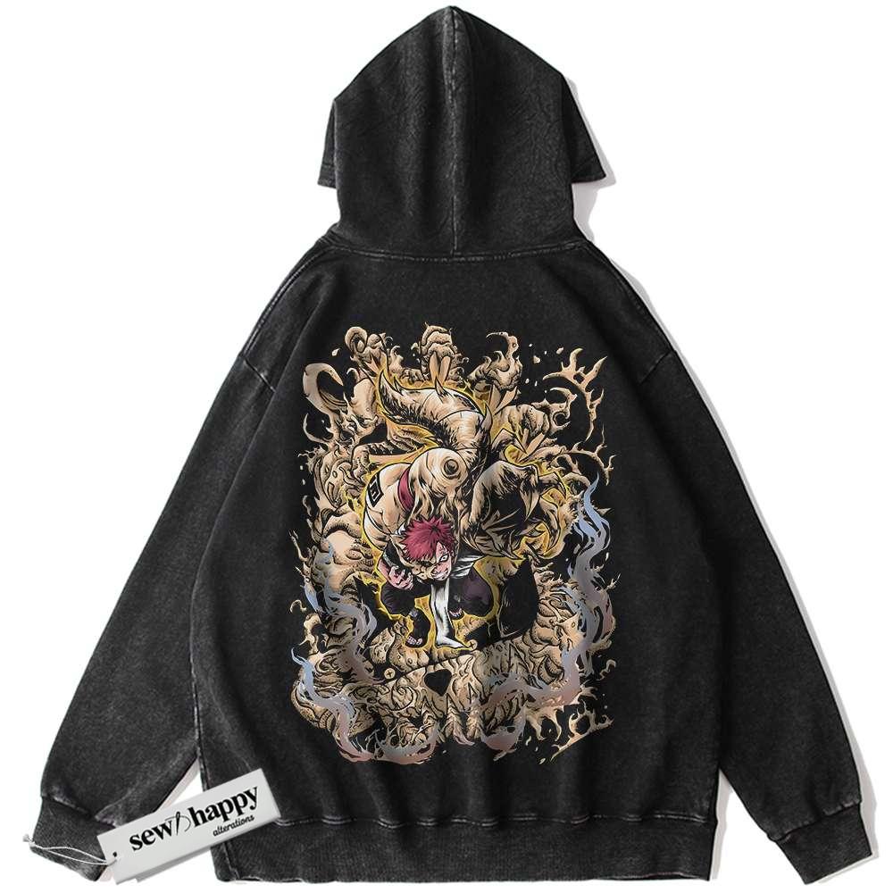 Wash Hoodie Gaara Hoodie, Naruto Hoodie, Anime Hoodie, Vintage Hoodie
