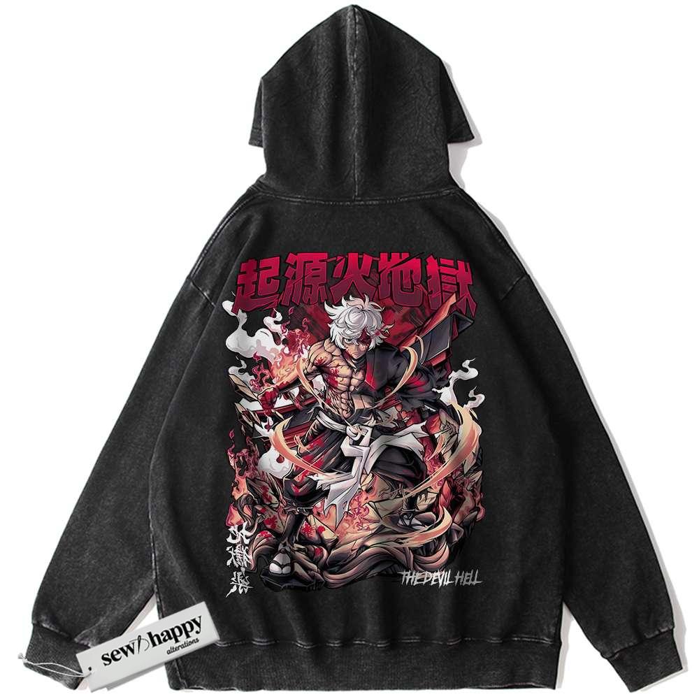 Wash Hoodie Gabimaru Hoodie, Hell’s Paradise Hoodie, Anime Hoodie, Vintage Hoodie