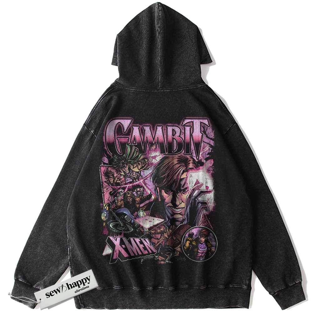 Wash Hoodie Gambit Hoodie, X-Men Hoodie, Marvel Comics Hoodie, Vintage Hoodie