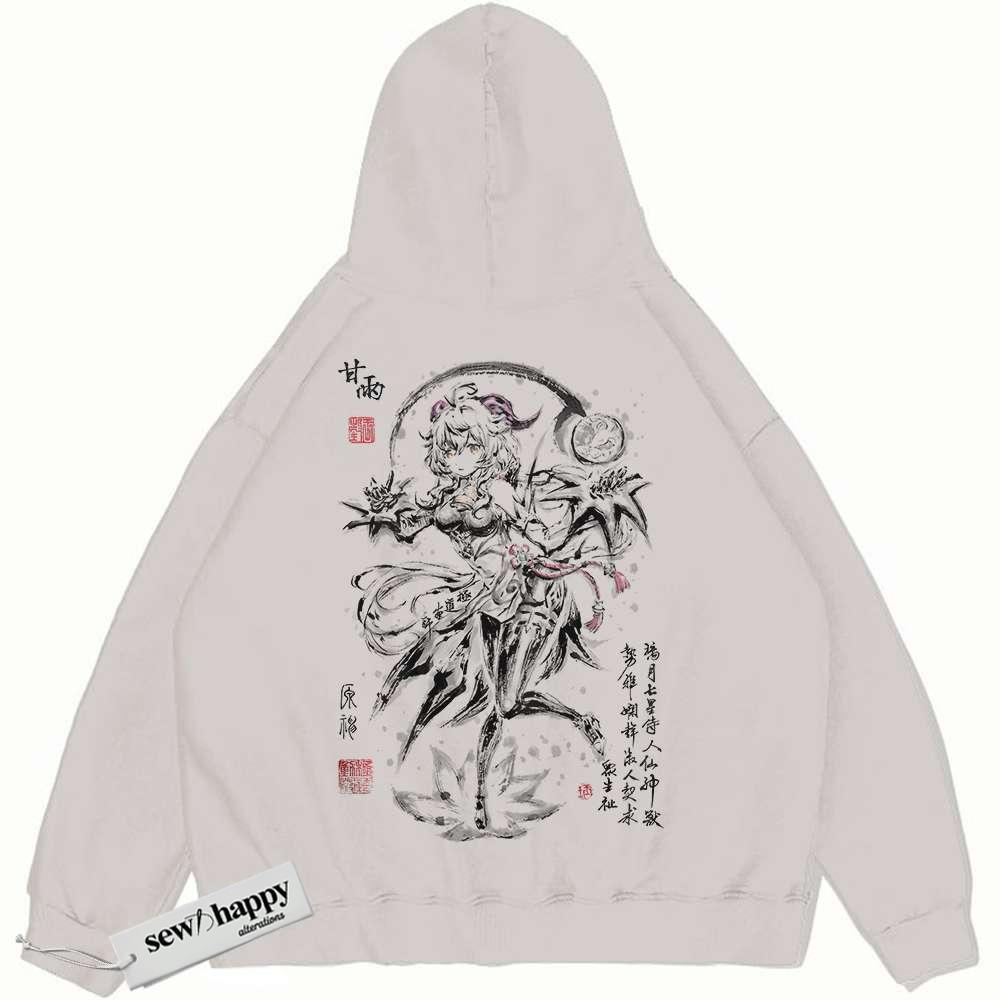 Wash Hoodie Ganyu Hoodie, Genshin Impact Hoodie, Game Hoodie, Vintage Hoodie