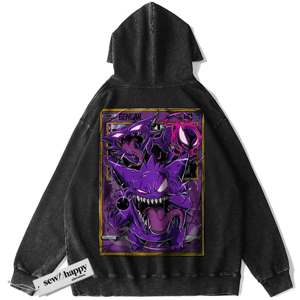 Wash Hoodie Gengar Hoodie, Pokemon Hoodie, Anime Hoodie, Vintage Hoodie