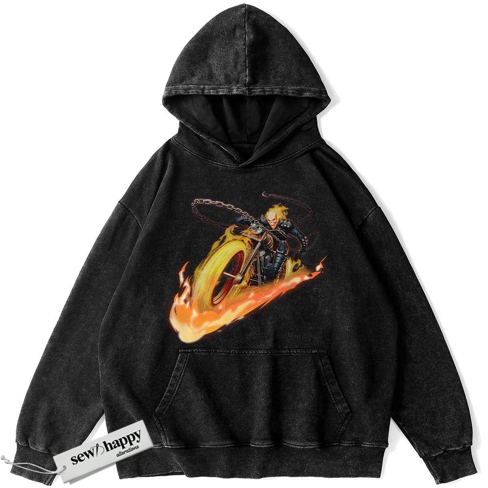 Wash Hoodie Ghost Rider Hoodie, Marvel Comics Hoodie, Vintage Hoodie