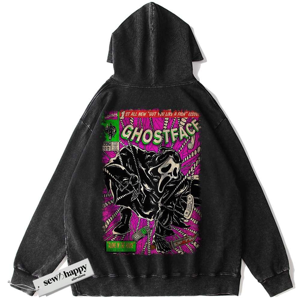 Wash Hoodie Ghostface Hoodie, Scream Hoodie, Halloween Hoodie, Horror Hoodie, Vintage Hoodie