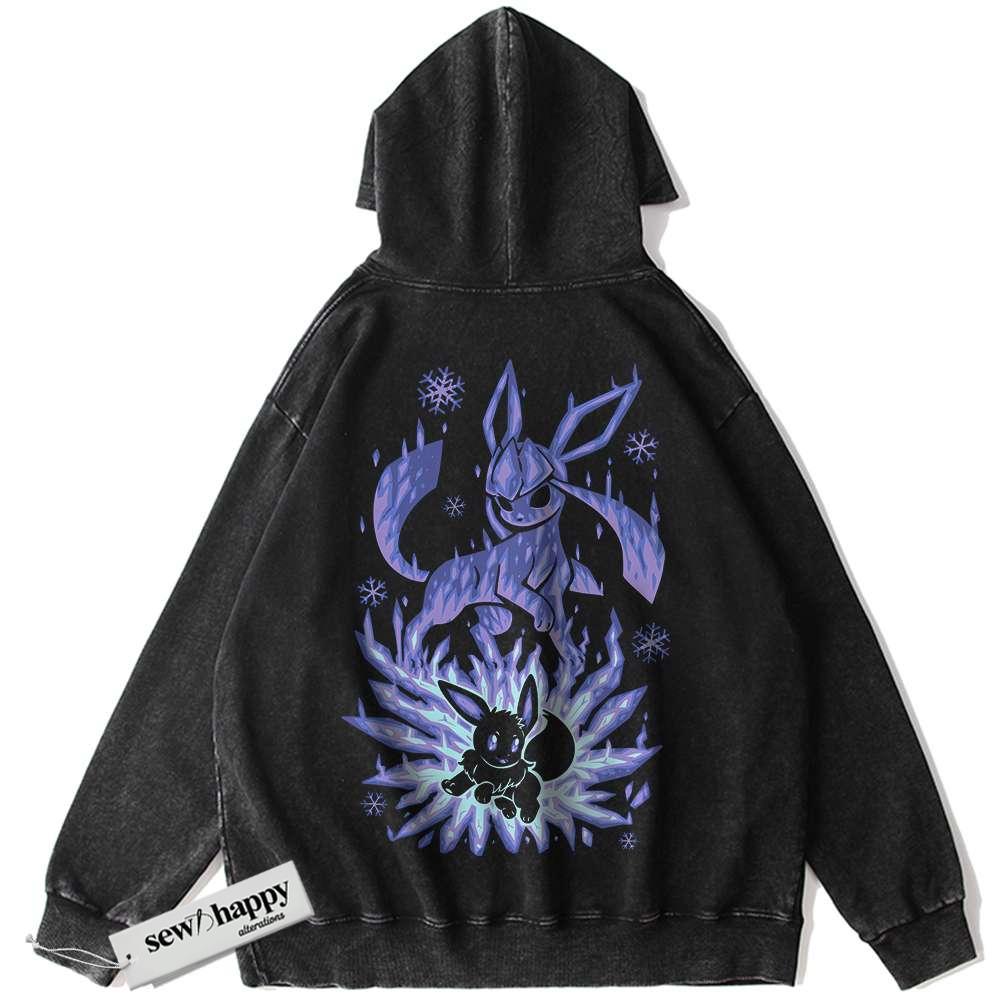 Wash Hoodie Glaceon Hoodie, Eevee Hoodie, Pokemon Hoodie, Anime Hoodie, Vintage Hoodie