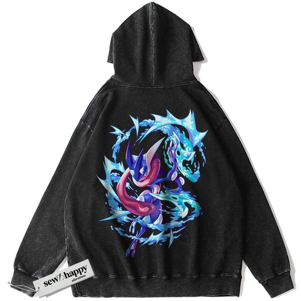 Wash Hoodie Greninja Hoodie, Pokemon Hoodie, Anime Hoodie, Vintage Hoodie