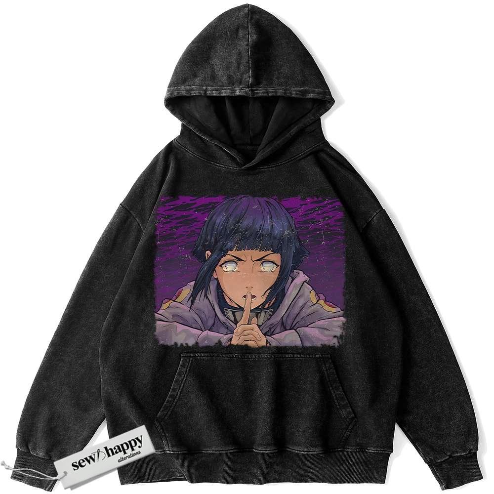 Wash Hoodie Hinata Hyuga Hoodie, Naruto Hoodie, Anime Hoodie, Vintage Hoodie