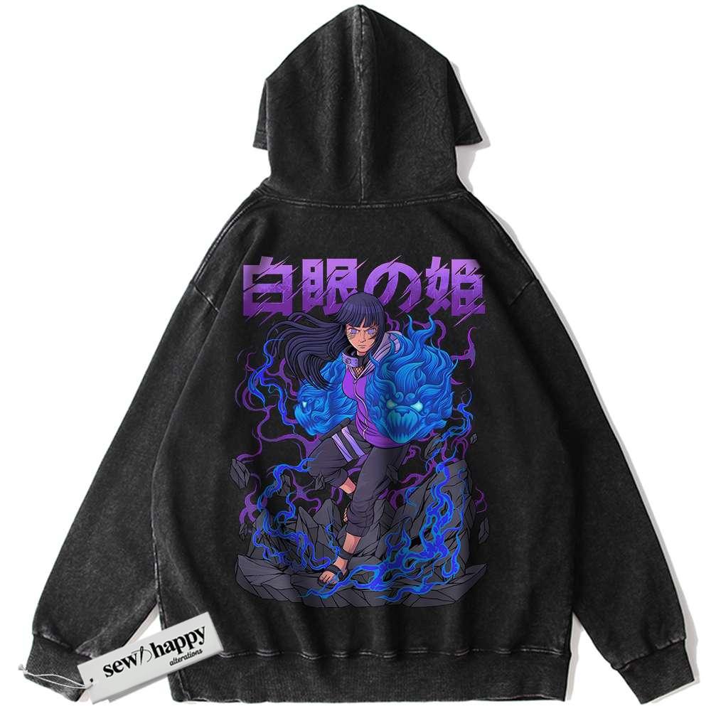 Wash Hoodie Hinata Hyuga Hoodie, Naruto Hoodie, Anime Hoodie, Vintage Hoodie