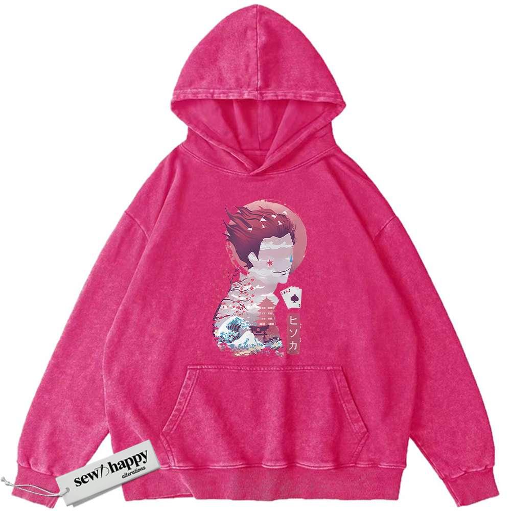 Wash Hoodie Hisoka Hoodie, Hunter x Hunter Hoodie, HxH Hoodie, Anime Hoodie, Vintage Hoodie