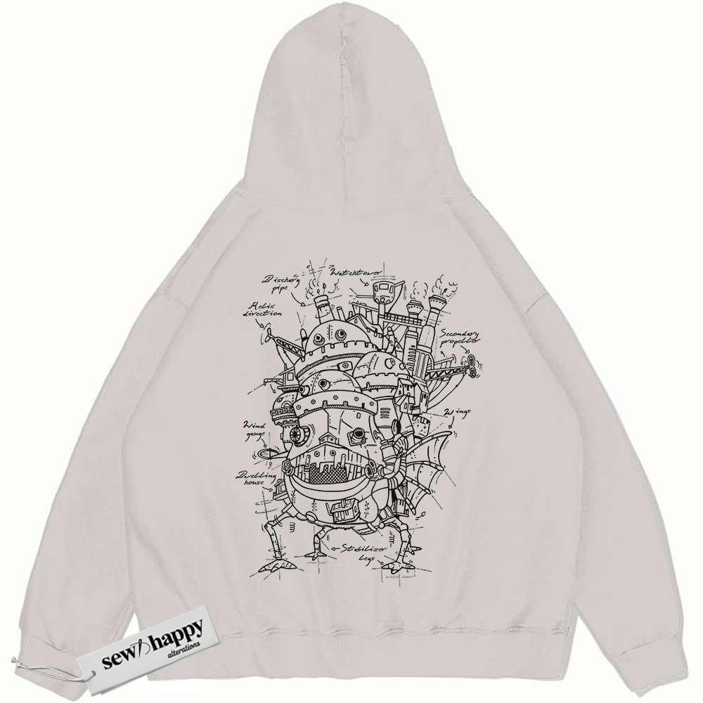 Wash Hoodie Howl's Moving Castle Hoodie, Studio Ghibli Hoodie, Anime Hoodie, Vintage Hoodie