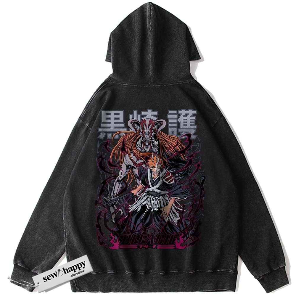 Wash Hoodie Ichigo Kurosaki Hoodie, Bleach Hoodie, Anime Hoodie, Vintage Hoodie