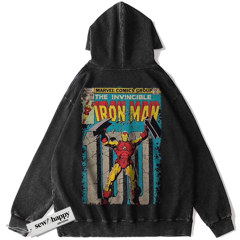 Wash Hoodie Iron Man Hoodie, Marvel Comics Hoodie, Vintage Hoodie