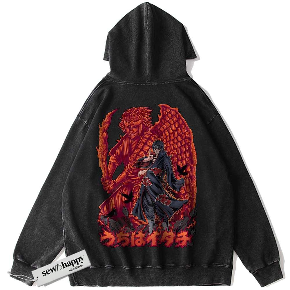 Wash Hoodie Itachi Uchiha Hoodie, Akatsuki Hoodie, Naruto Hoodie, Anime Hoodie, Vintage Hoodie