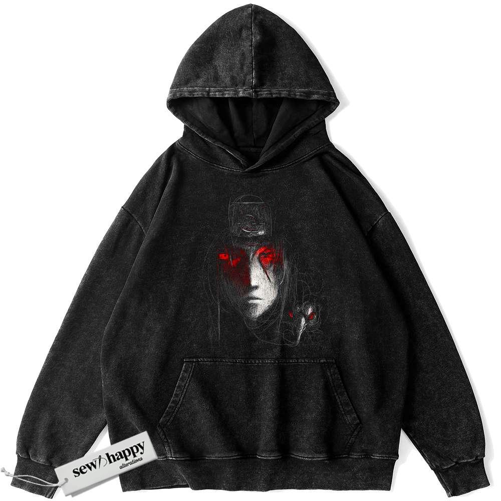 Wash Hoodie Itachi Uchiha Hoodie, Akatsuki Hoodie, Naruto Hoodie, Anime Hoodie, Vintage Hoodie