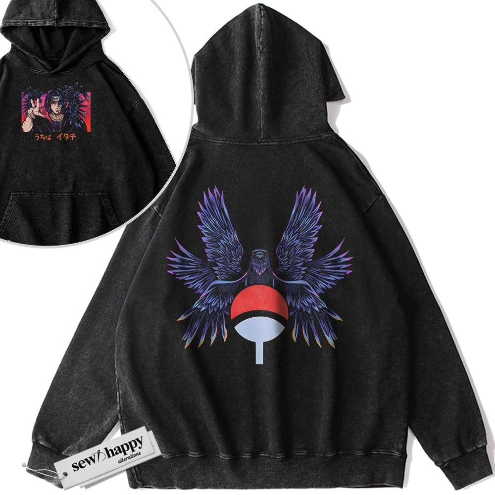 Wash Hoodie Itachi Uchiha Hoodie, Naruto Hoodie, Anime Hoodie, Vintage Hoodie 2-Sided