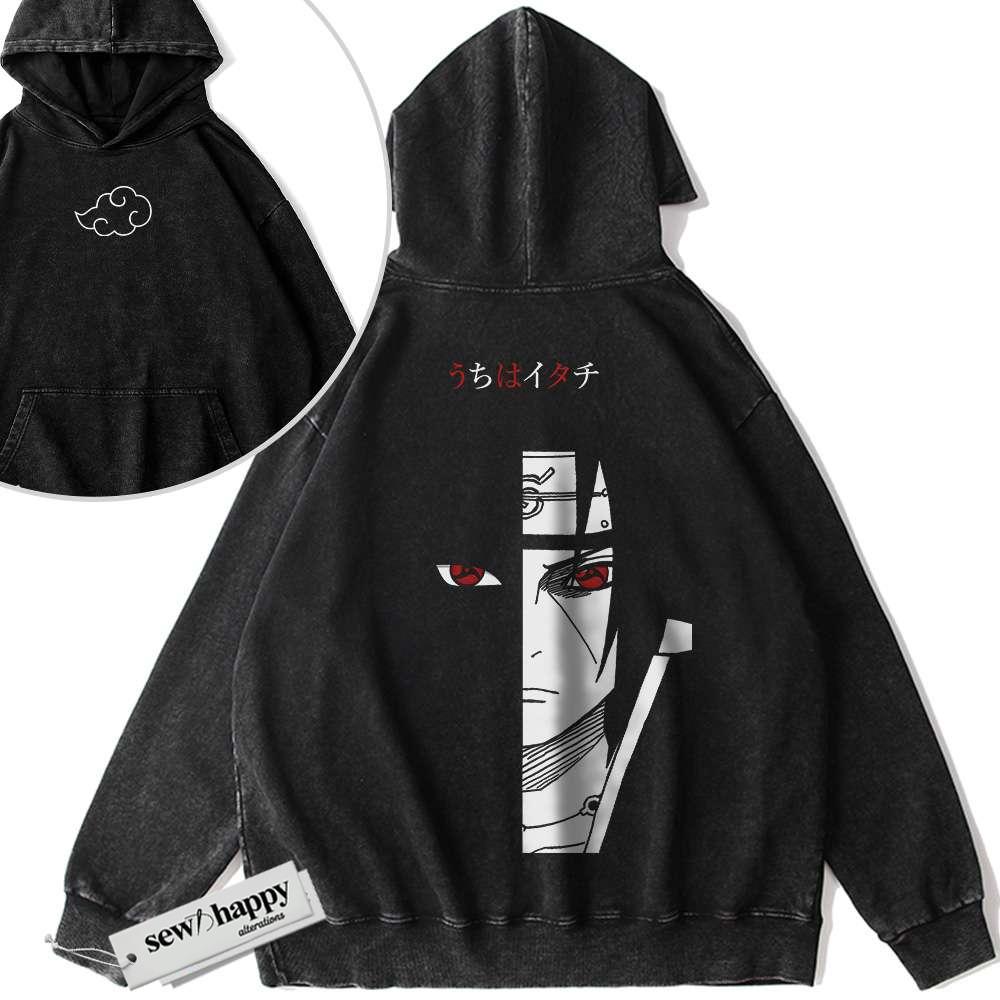 Wash Hoodie Itachi Uchiha Hoodie, Naruto Hoodie, Anime Hoodie, Vintage Hoodie 2-Sided