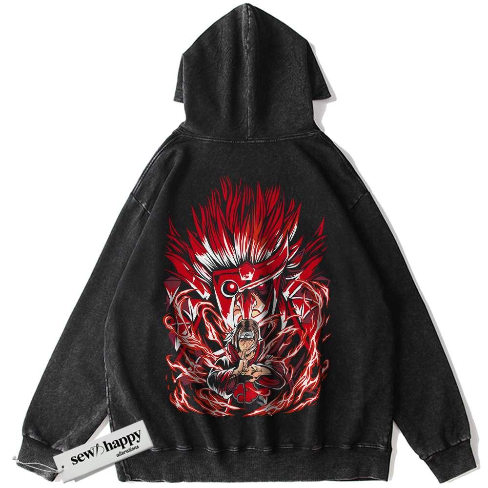 Wash Hoodie Itachi Uchiha Hoodie, Naruto Hoodie, Anime Hoodie, Vintage Hoodie