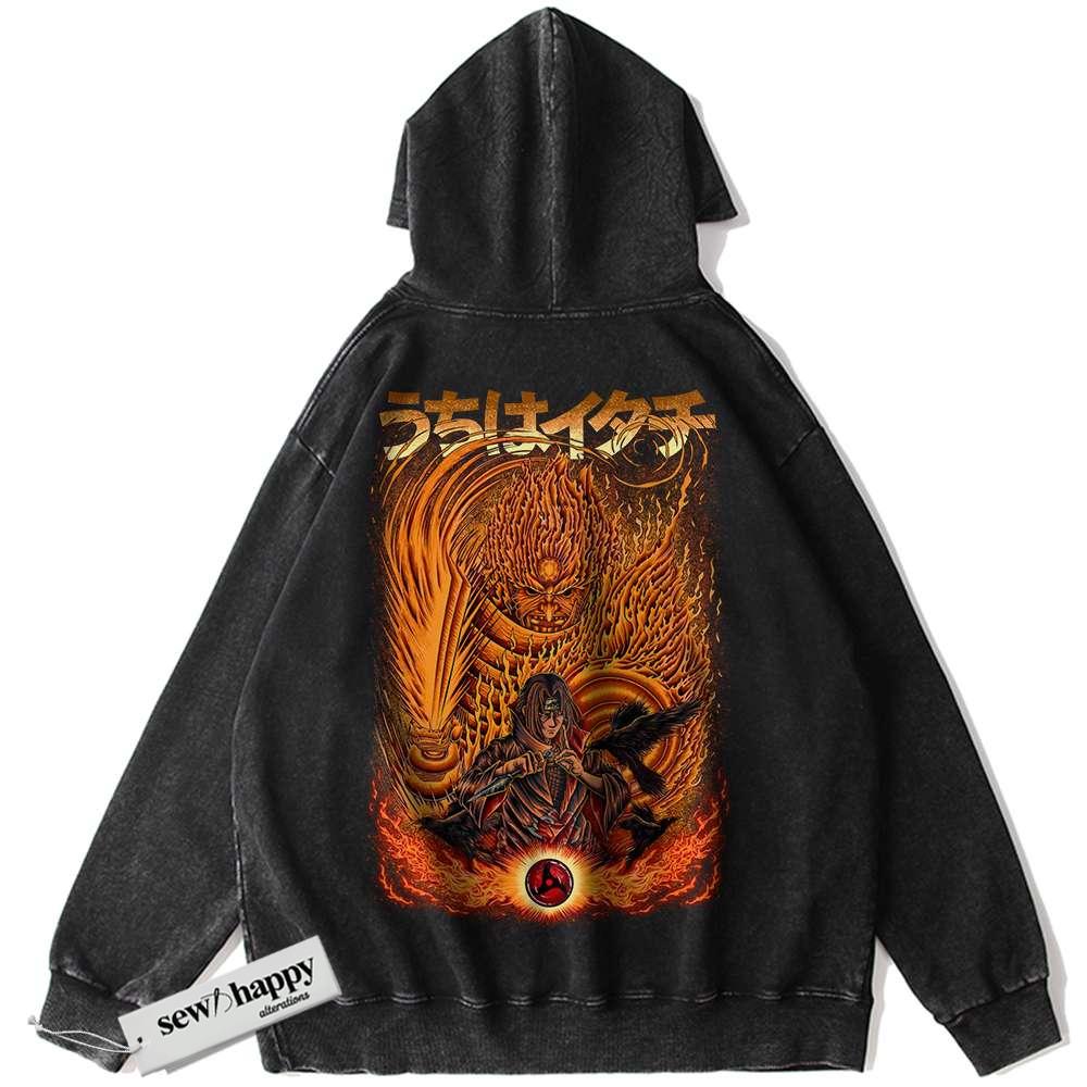 Wash Hoodie Itachi Uchiha Hoodie, Naruto Hoodie, Anime Hoodie, Vintage Hoodie