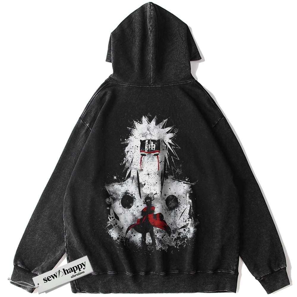Wash Hoodie Jiraiya Hoodie, Naruto Hoodie, Anime Hoodie, Vintage Hoodie