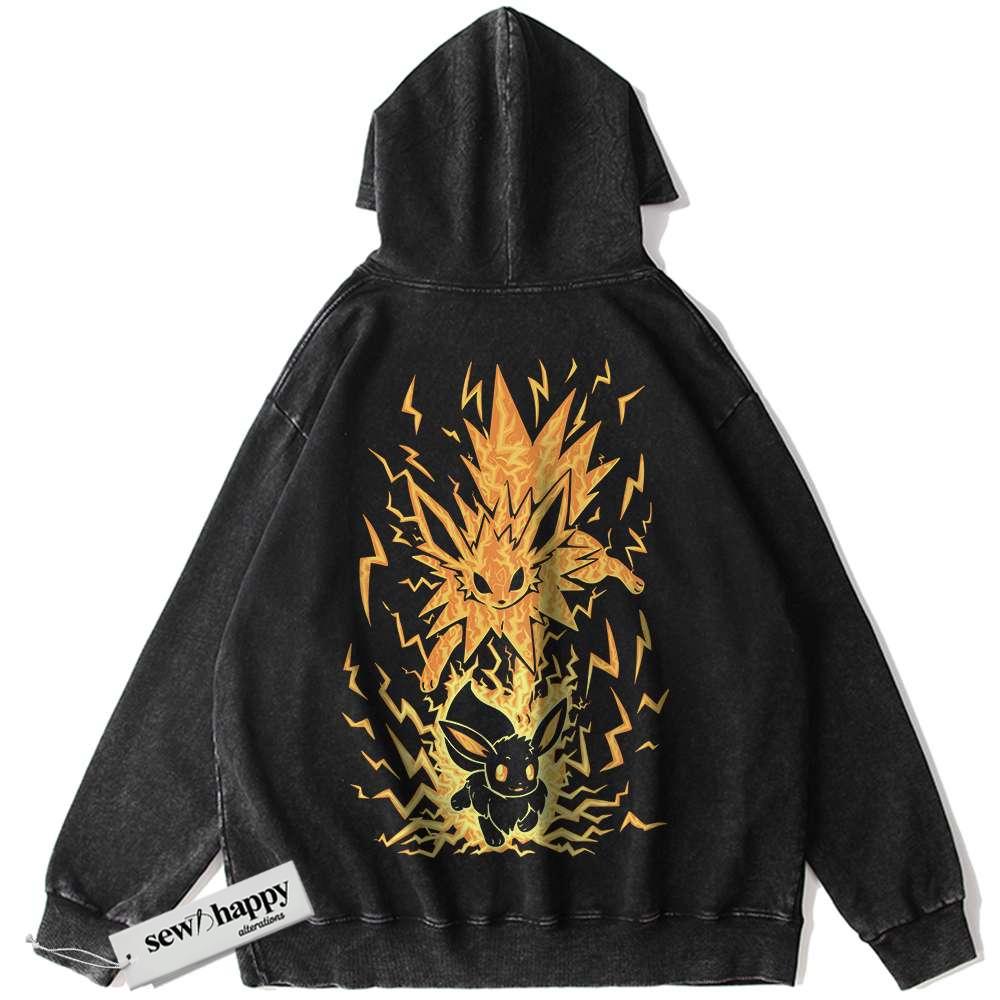 Wash Hoodie Jolteon Hoodie, Eevee Hoodie, Pokemon Hoodie, Anime Hoodie, Vintage Hoodie