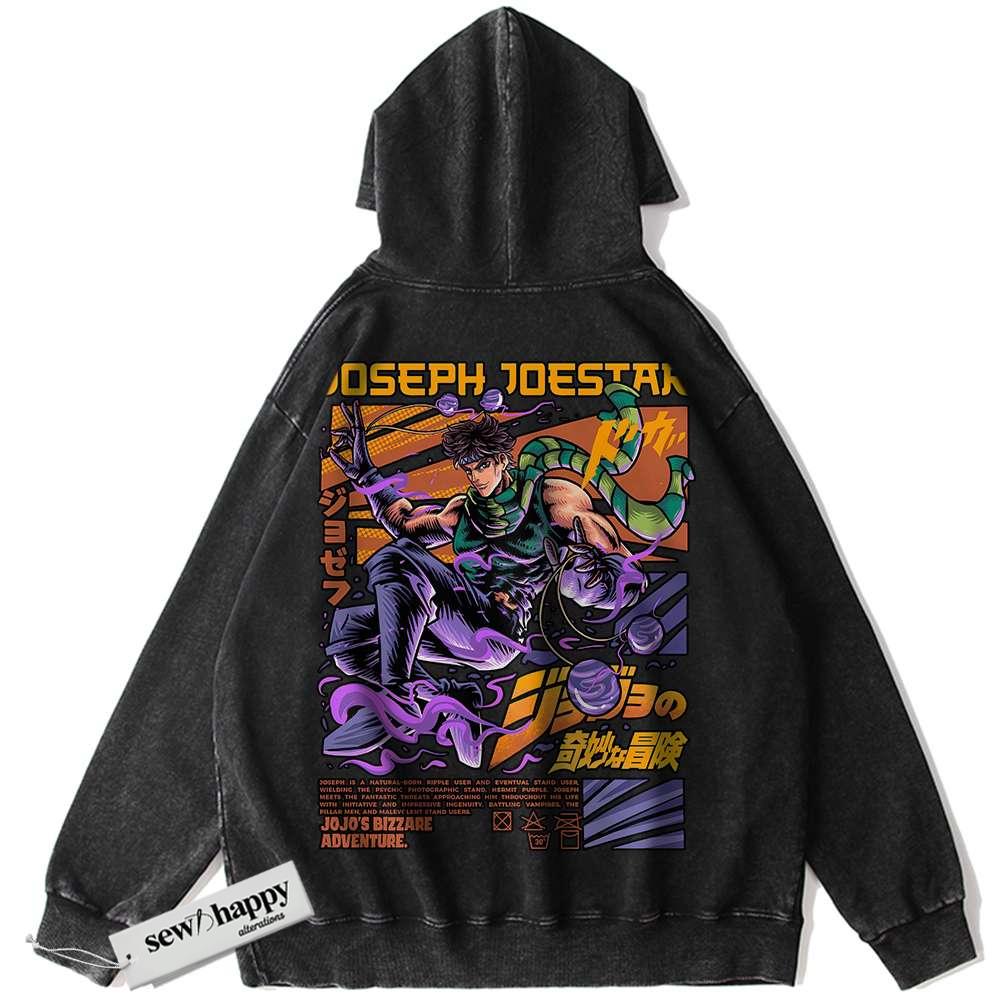 Wash Hoodie Joseph Joestar Hoodie, JoJo's Bizarre Adventure Hoodie, Anime Hoodie, Vintage Hoodie