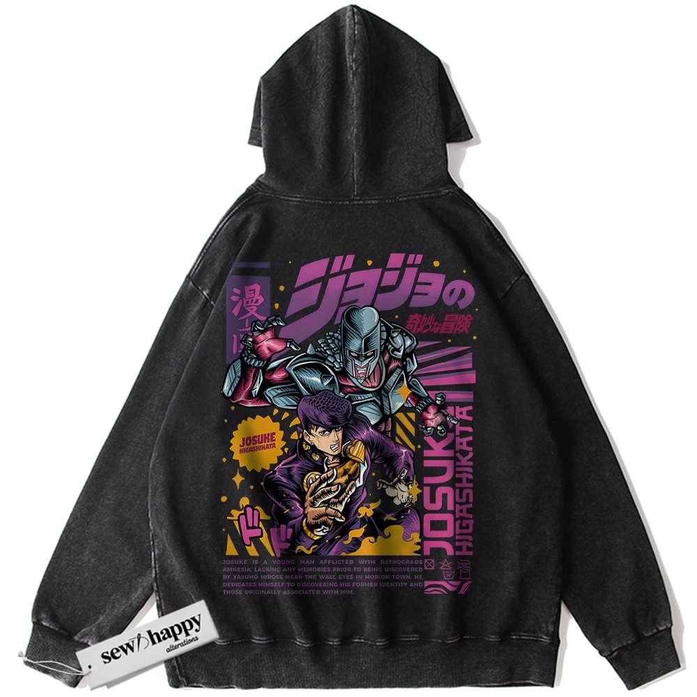 Wash Hoodie Josuke Higashikata Hoodie, JoJo's Bizarre Adventure Hoodie, Anime Hoodie, Vintage Hoodie