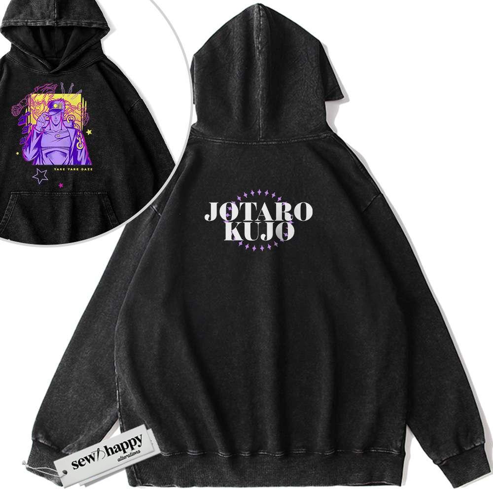Wash Hoodie Jotaro Kujo Hoodie, JoJo's Bizarre Adventure Hoodie, Anime Hoodie, Vintage Hoodie 2-Sided