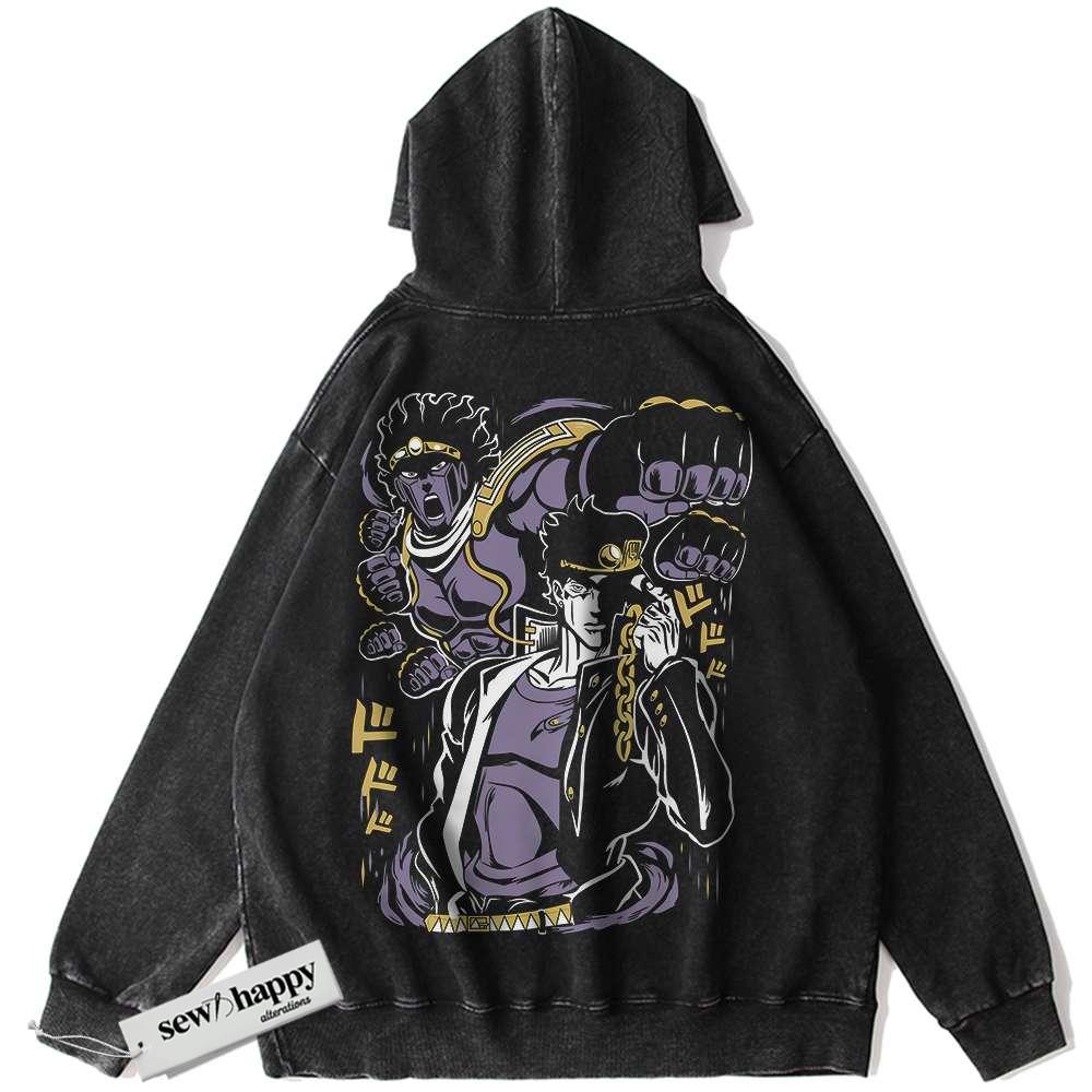 Wash Hoodie Jotaro Kujo Hoodie, JoJo's Bizarre Adventure Hoodie, Anime Hoodie, Vintage Hoodie
