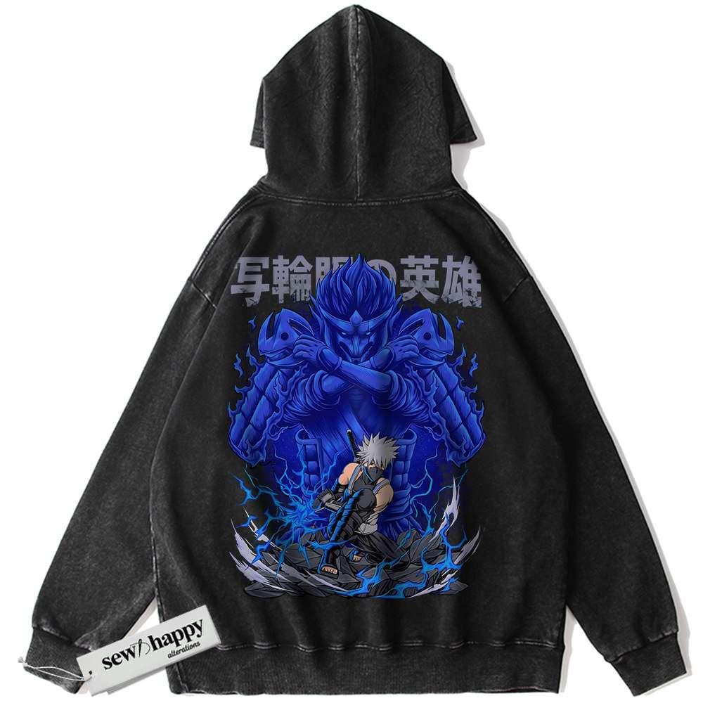 Wash Hoodie Kakashi Hatake Hoodie, Naruto Hoodie, Anime Hoodie, Vintage Hoodie