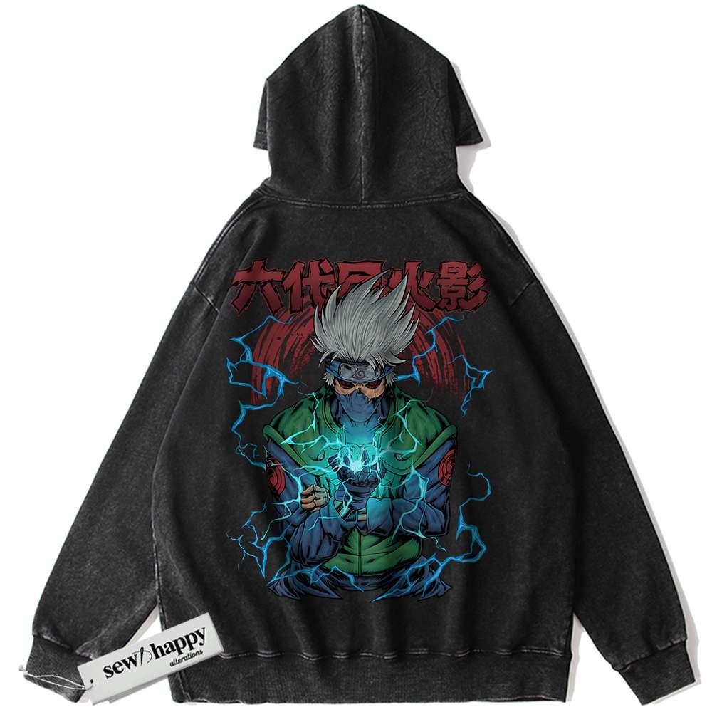 Wash Hoodie Kakashi Hatake Hoodie, Naruto Hoodie, Anime Hoodie, Vintage Hoodie