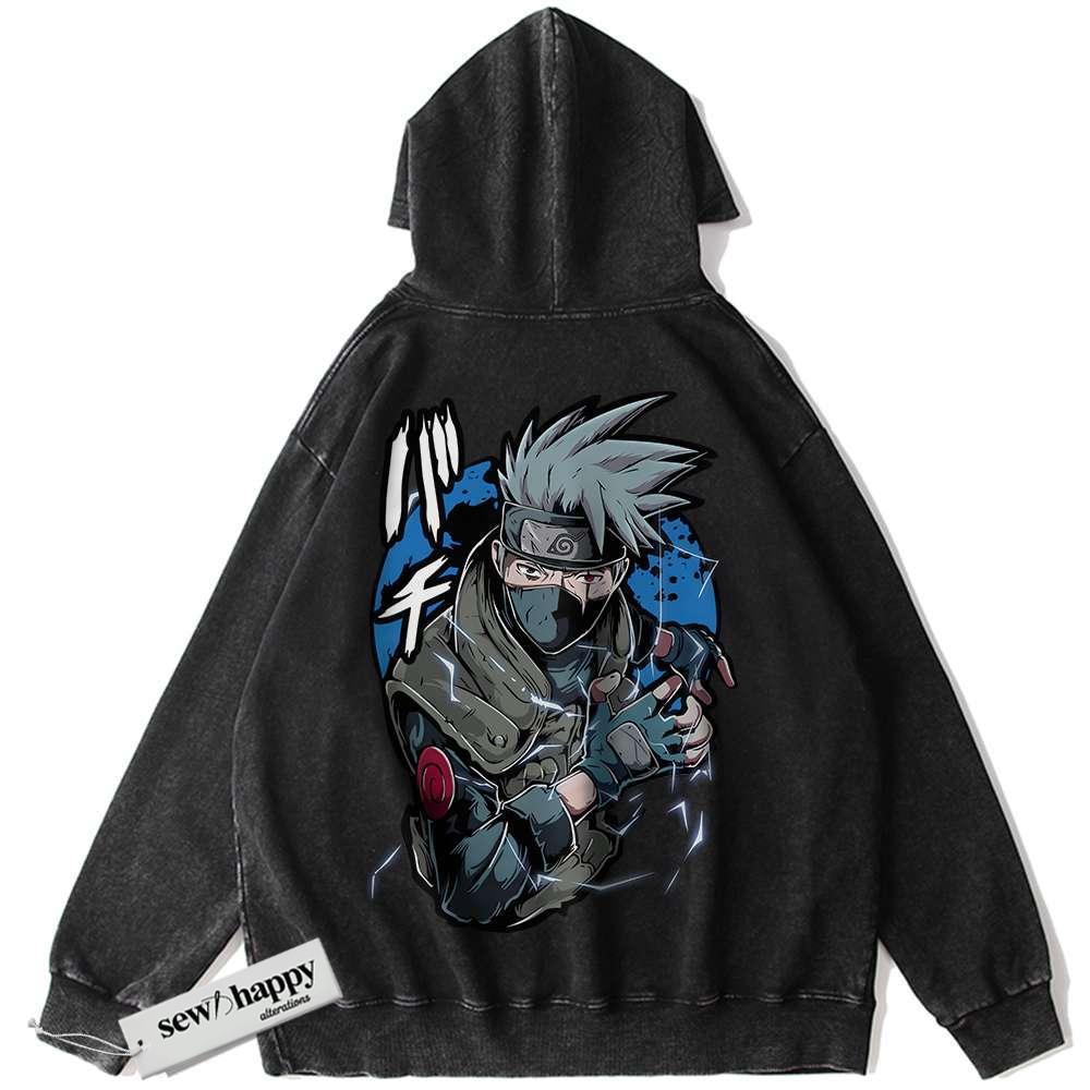 Wash Hoodie Kakashi Hatake Hoodie, Naruto Hoodie, Anime Hoodie, Vintage Hoodie