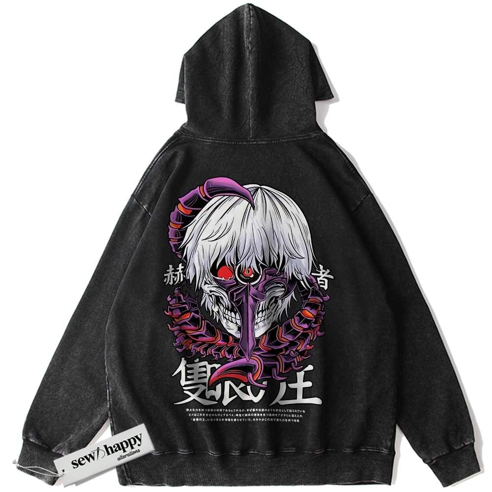 Wash Hoodie Ken Kaneki Hoodie, Tokyo Ghoul Hoodie, Anime Hoodie, Vintage Hoodie