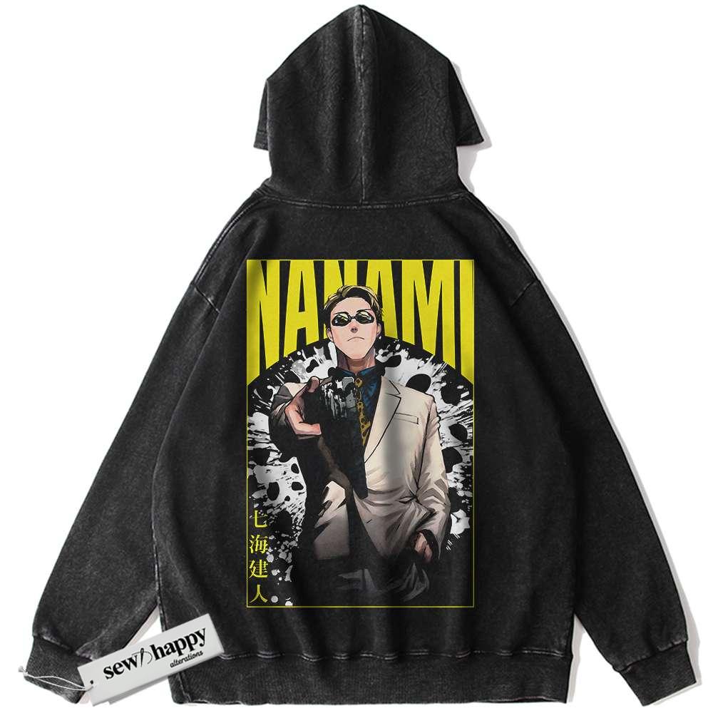 Wash Hoodie Kento Nanami Hoodie, Jujutsu Kaisen Hoodie, Anime Hoodie, Vintage Hoodie