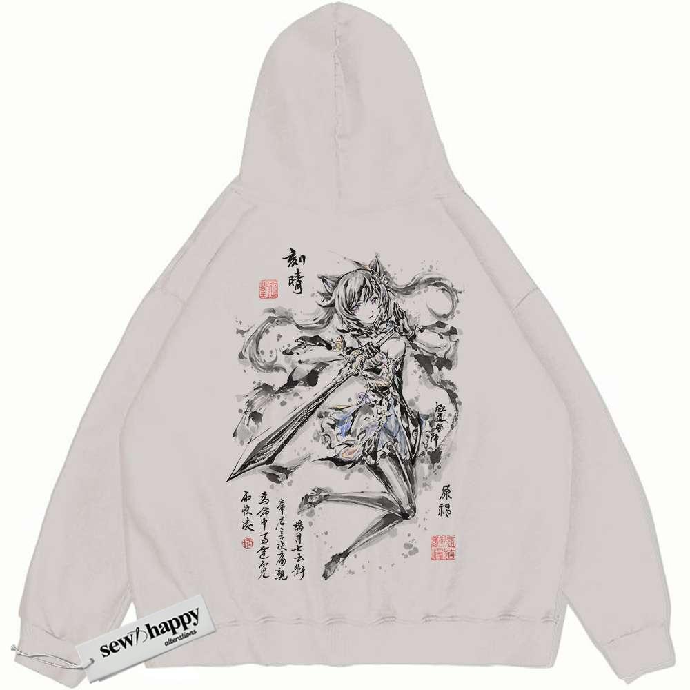 Wash Hoodie Keqing Hoodie, Genshin Impact Hoodie, Game Hoodie, Vintage Hoodie