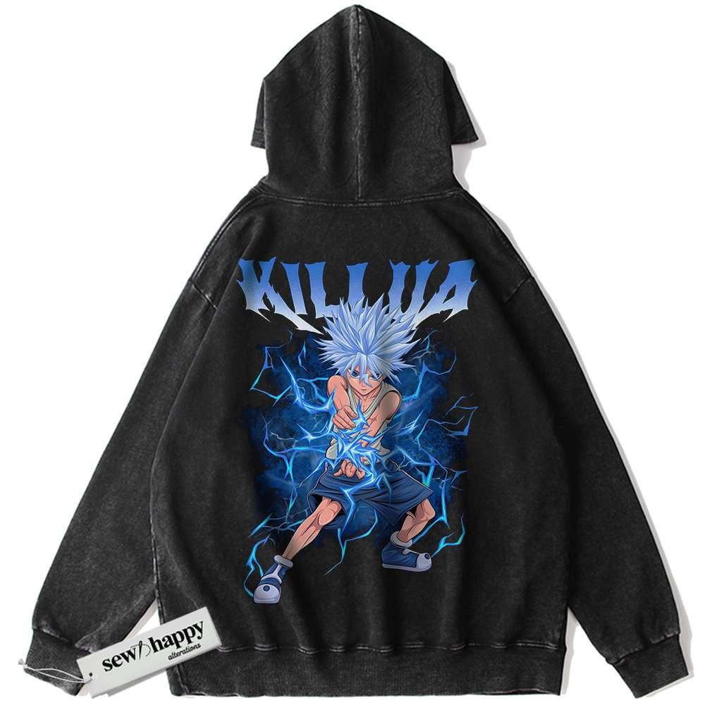Wash Hoodie Killua Zoldyck Hoodie, Hunter x Hunter Hoodie, Anime Hoodie, Vintage Hoodie