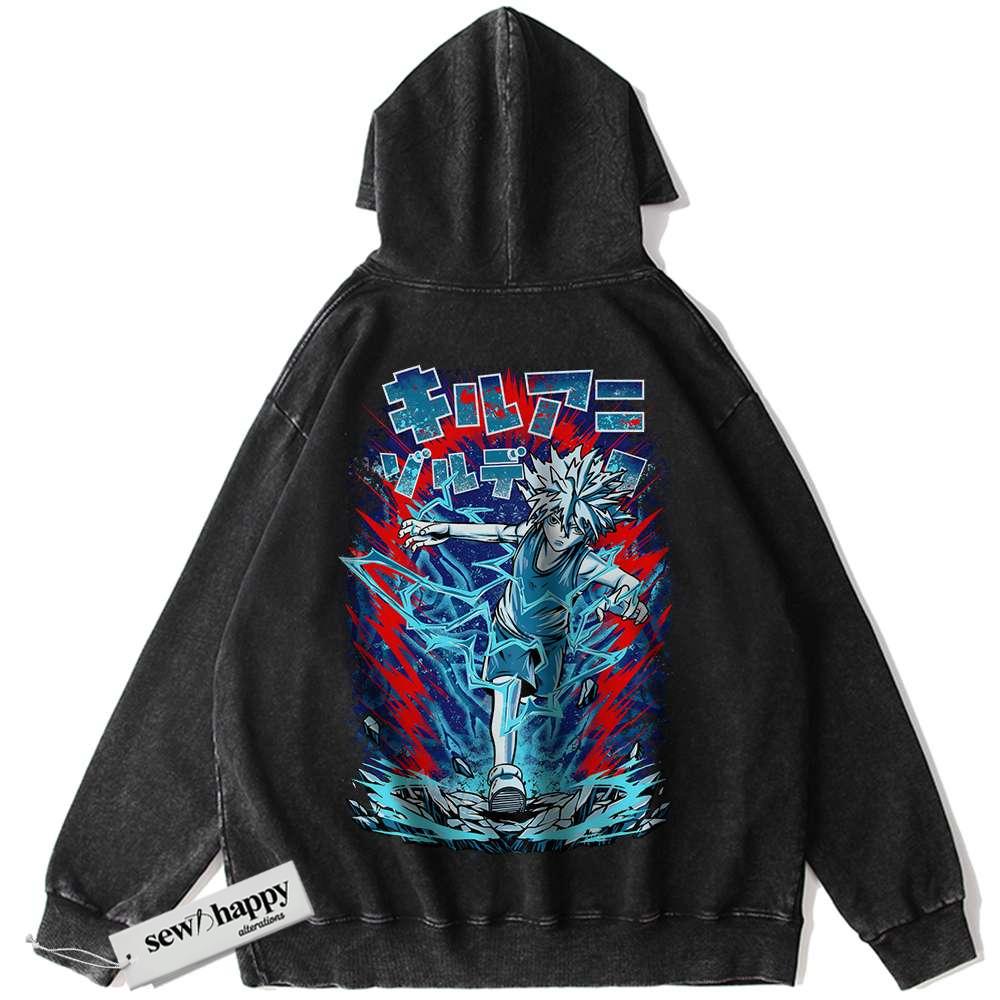 Wash Hoodie Killua Zoldyck Hoodie, Hunter x Hunter Hoodie, HxH Hoodie, Anime Hoodie, Vintage Hoodie
