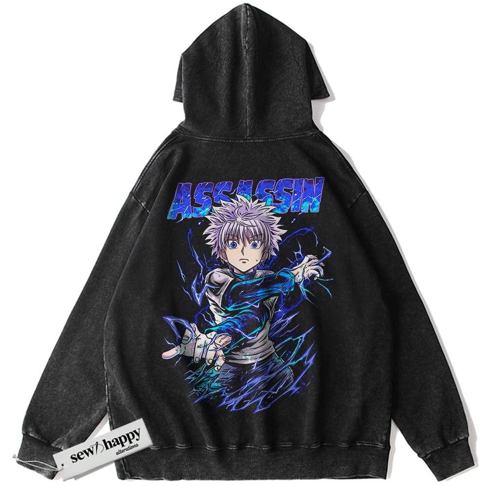 Wash Hoodie Killua Zoldyck Hoodie, Hunter x Hunter Hoodie, HxH Hoodie, Anime Hoodie, Vintage Hoodie