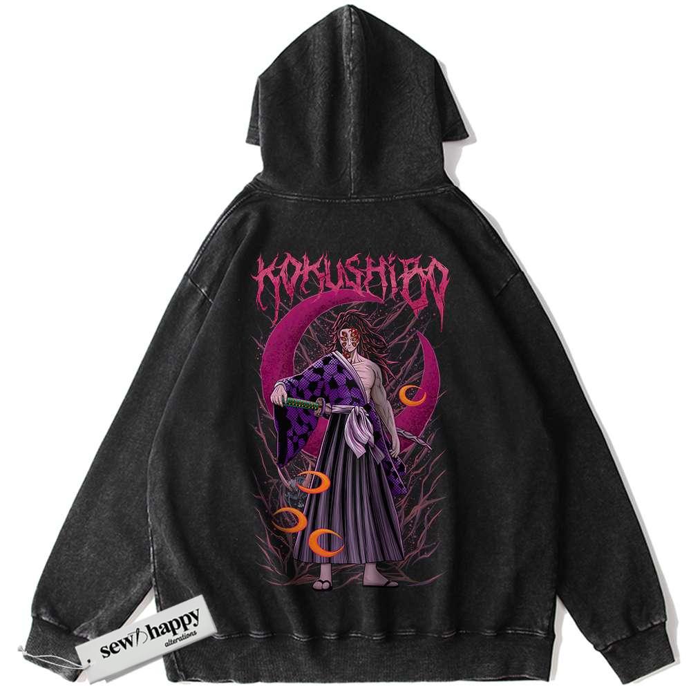 Wash Hoodie Kokushibo Hoodie, Demon Slayer Hoodie, Anime Hoodie, Vintage Hoodie