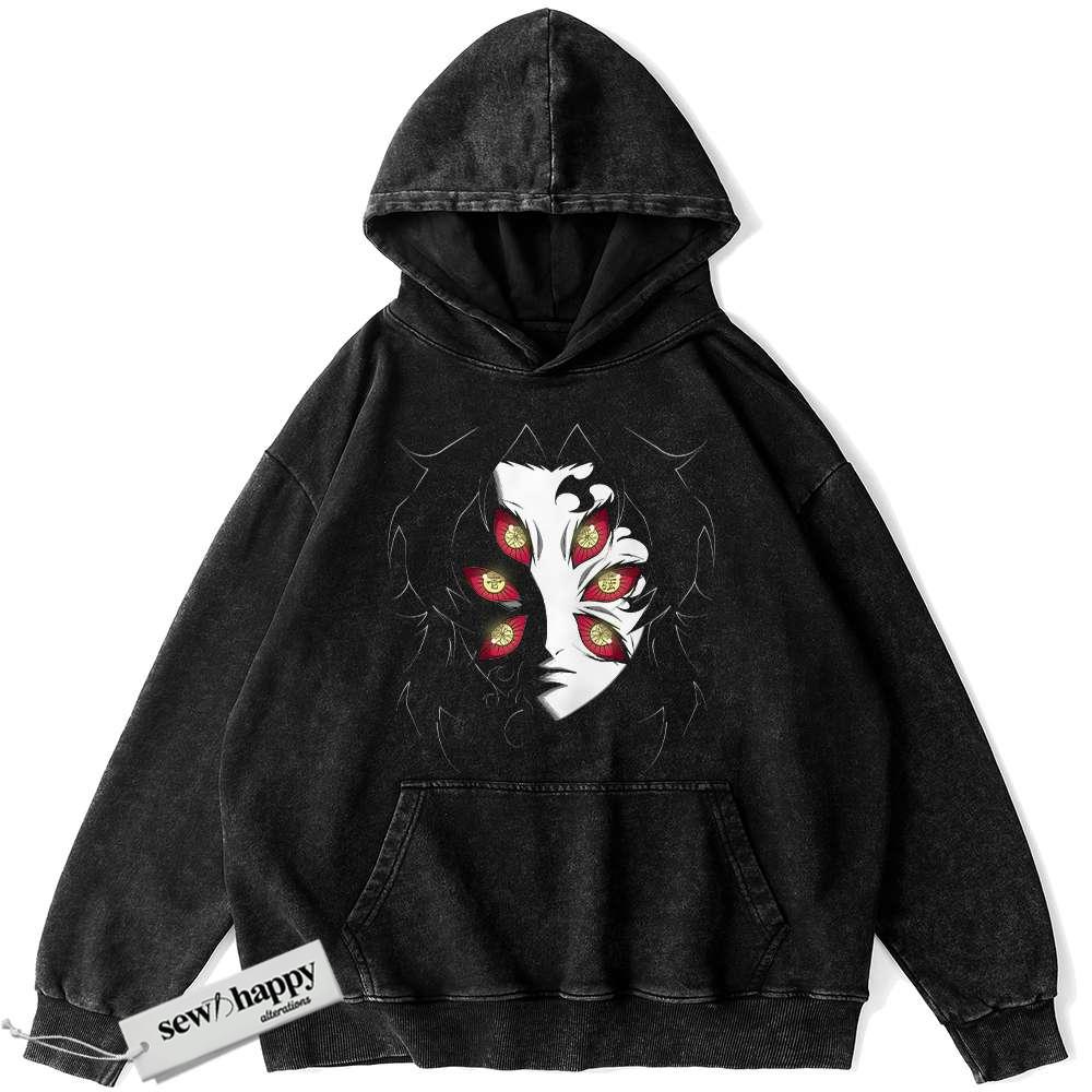 Wash Hoodie Kokushibo Hoodie, Demon Slayer Hoodie, Anime Hoodie, Vintage Hoodie