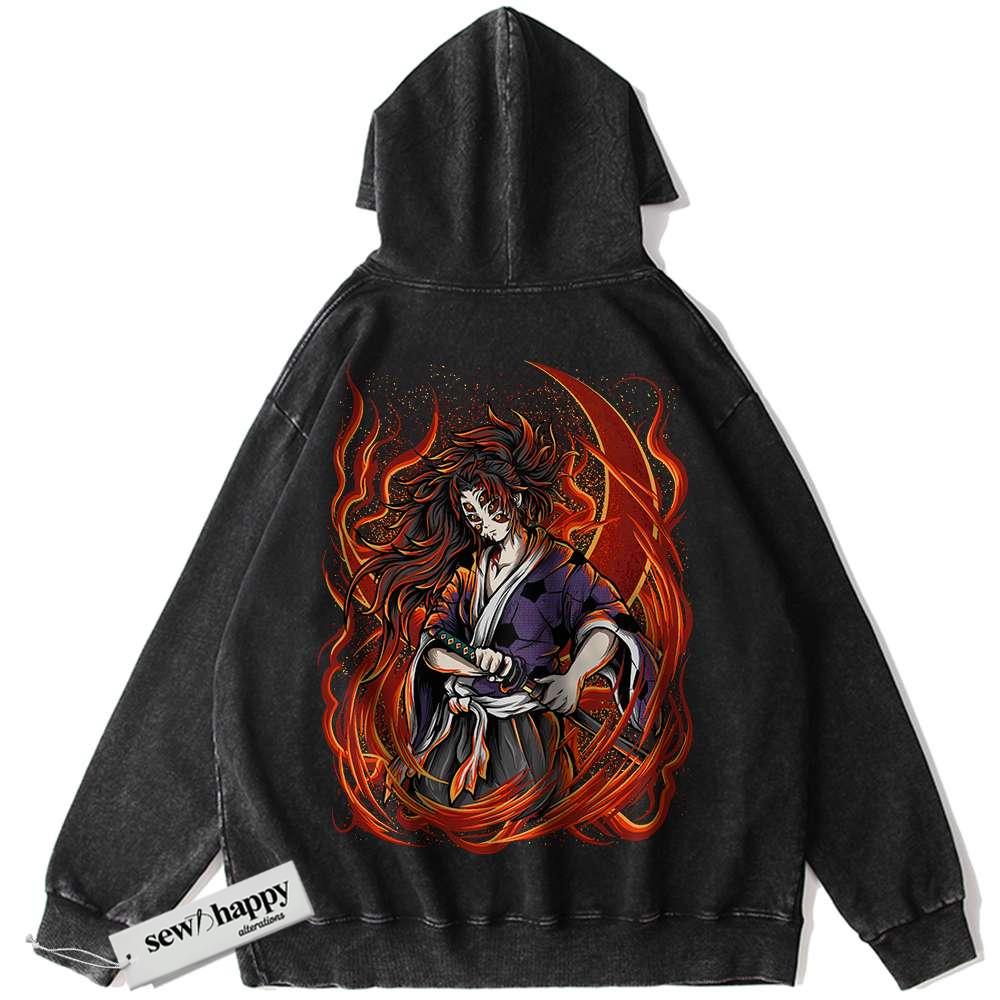 Wash Hoodie Kokushibo Hoodie, Demon Slayer Hoodie, Anime Hoodie, Vintage Hoodie