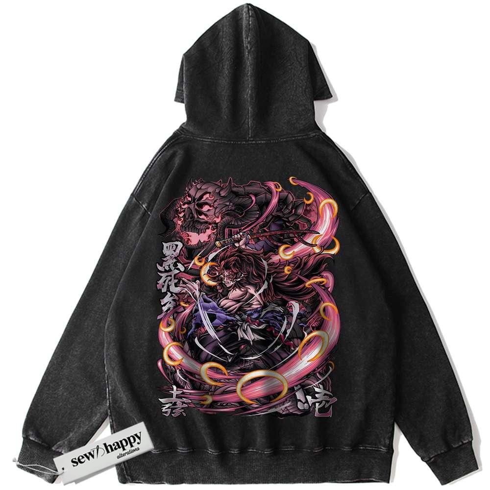 Wash Hoodie Kokushibo Hoodie, Demon Slayer Hoodie, Anime Hoodie, Vintage Hoodie