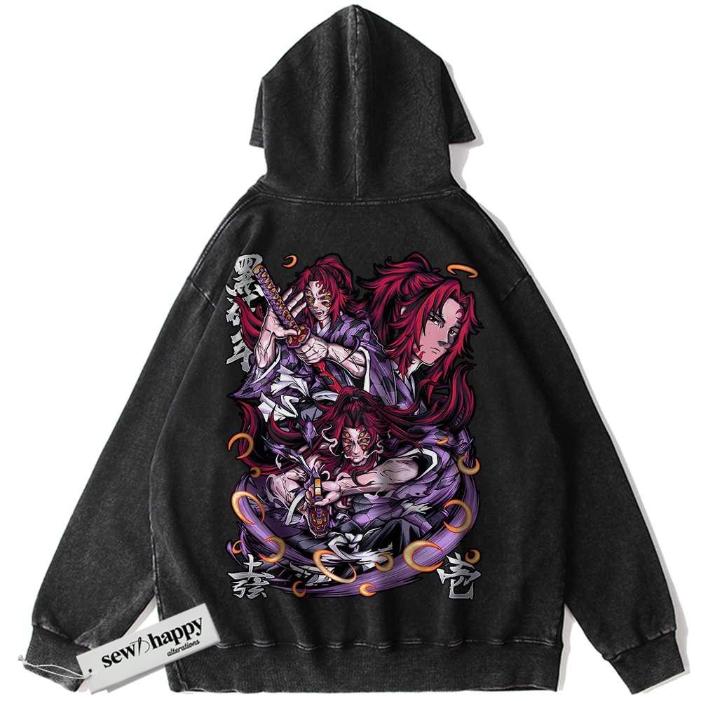 Wash Hoodie Kokushibo Hoodie, Demon Slayer Hoodie, Anime Hoodie, Vintage Hoodie