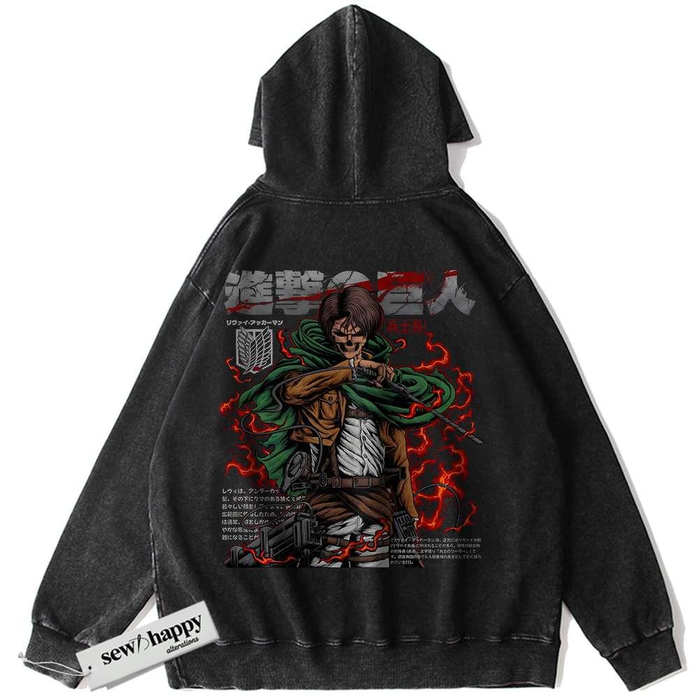 Wash Hoodie Levi Ackerman Hoodie, Attack On Titan Hoodie, AOT Hoodie, Anime Hoodie, Vintage Hoodie