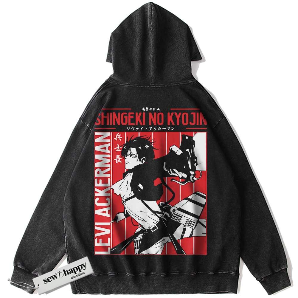 Wash Hoodie Levi Ackerman Hoodie, Attack On Titan Hoodie, AOT Hoodie, Anime Hoodie, Vintage Hoodie