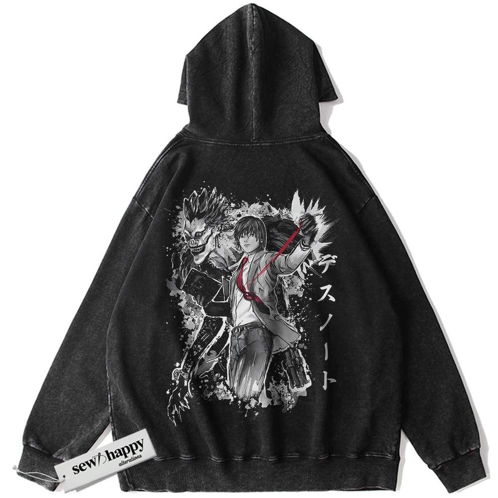 Wash Hoodie Light Yagami Hoodie, Ryuk Hoodie, Death Note Hoodie, Anime Hoodie, Vintage Hoodie