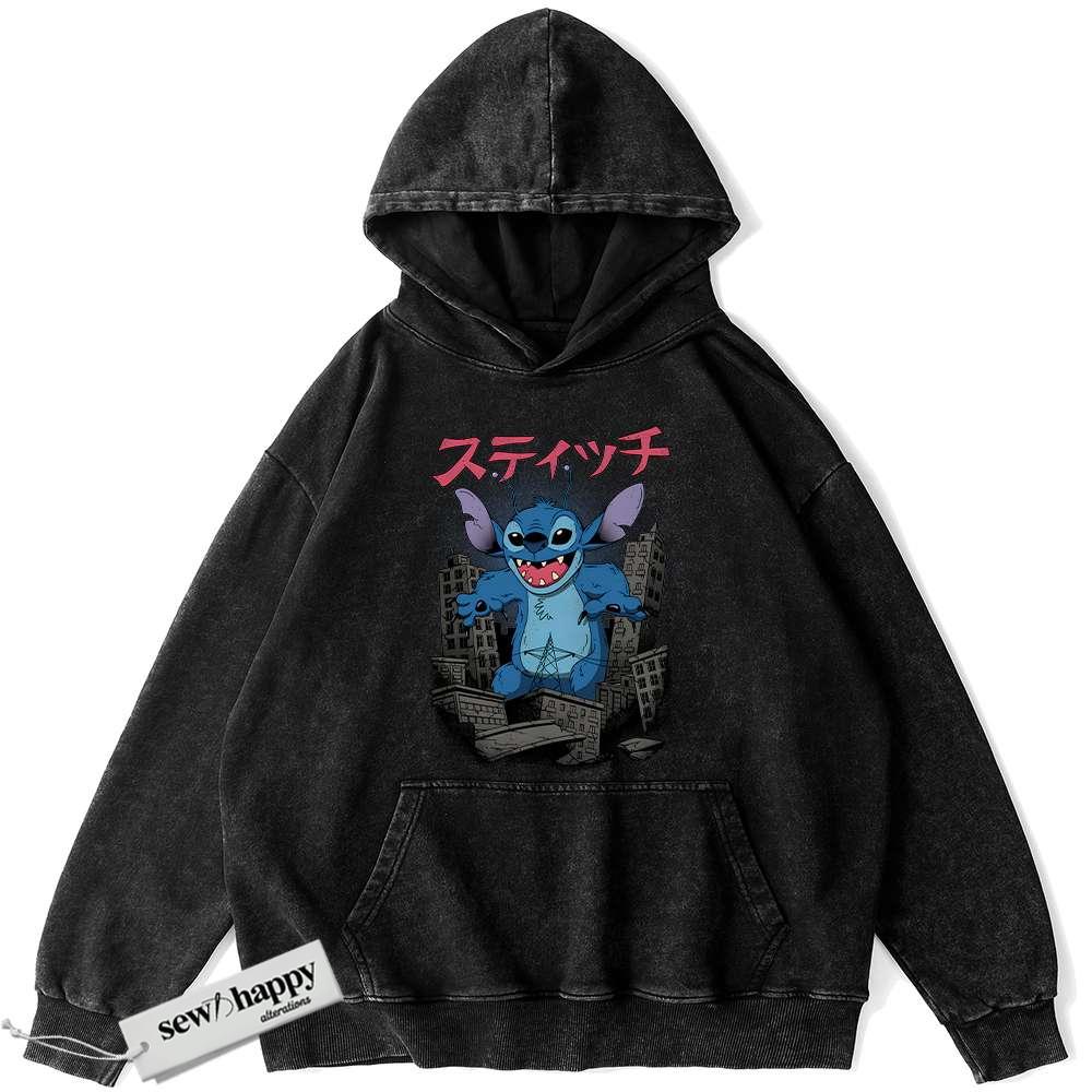 Wash Hoodie Lilo and Stitch Hoodie, Disney Hoodie, Animated Hoodie, Vintage Hoodie